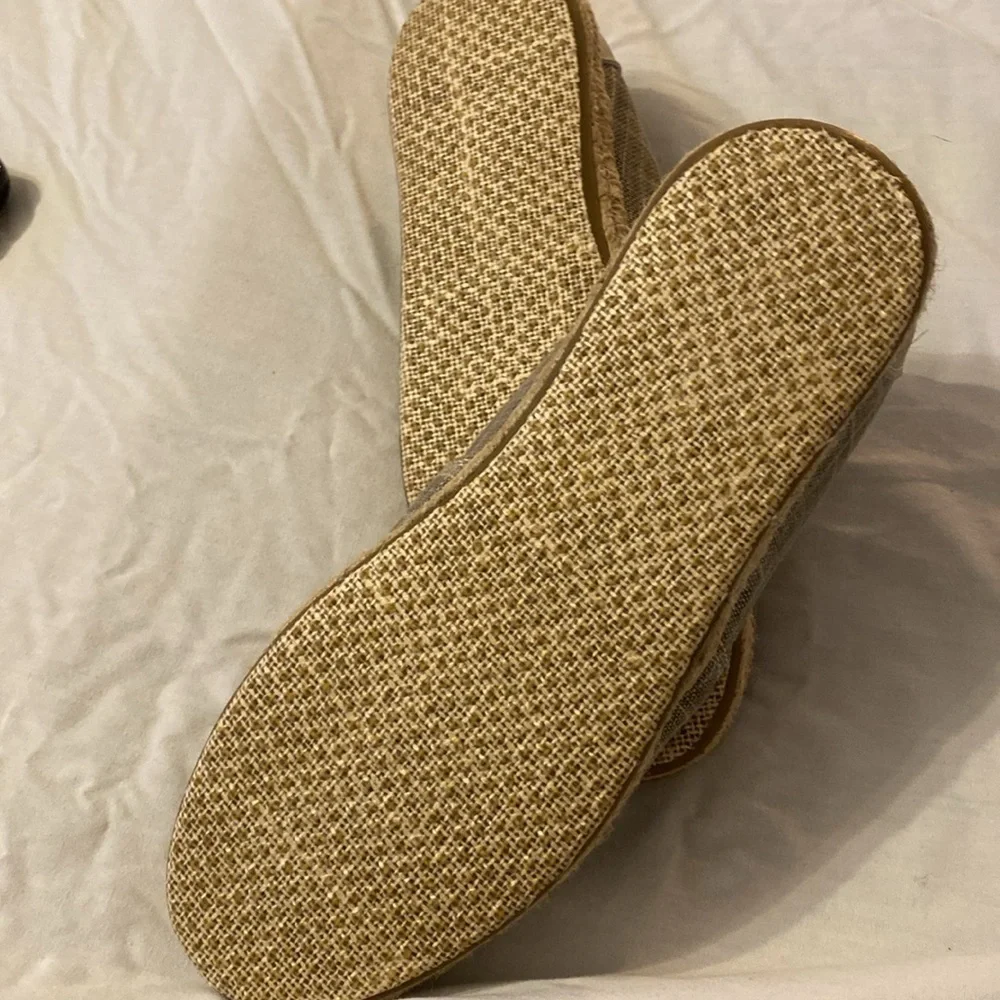 TOMS Women’s Alpargata Flats Open Toe Natural Metallic Beige Size W5